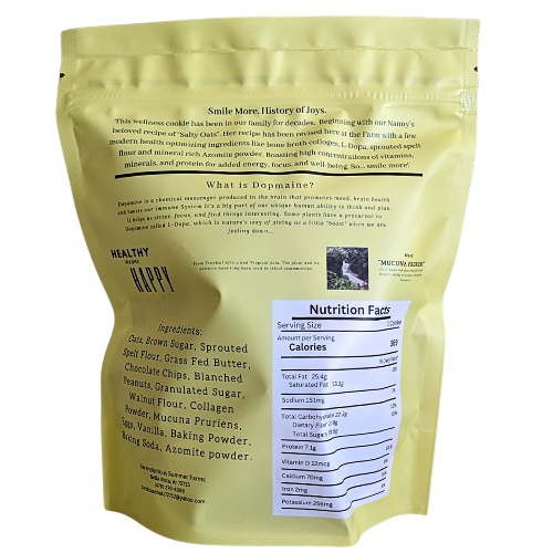 SSF Organics- JOYS- The Smile More Cookie - Organic Wellness Cookies- Made to Order | Bone Broth Collagen | Natural Dopamine | Sprouted Spelt Flour | 4 Pk.